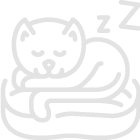 A grey icon of a sleeping cat