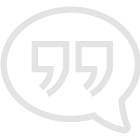 Icon of a chat bubble with quotation marks on the inside