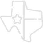 A grey icon of texas showing local pet sitting services